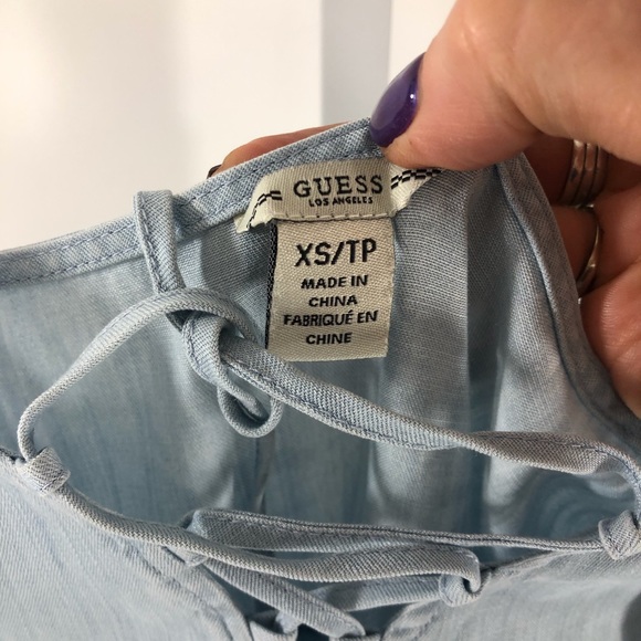 Guess High Low Chambray Tencel Lace Up Dress XS - Picture 4 of 7